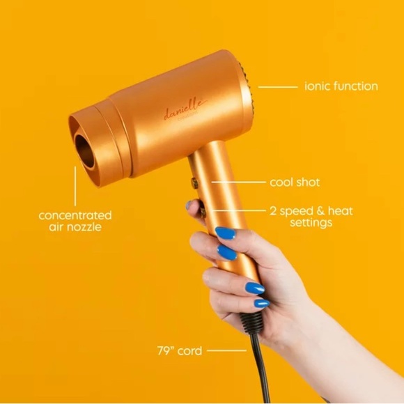 🆕 Danielle Creations lonic Gold Hair Blow Dryer With Adjustable Speed & Heat - Picture 3 of 7